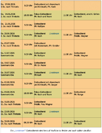 Gottesdienste 06.2052 bis 08.2026