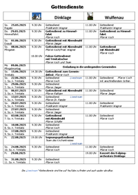 Gottesdienste 06.25 bis 08.25
