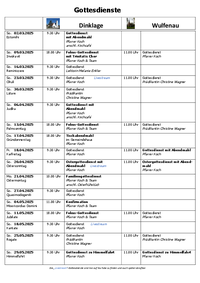 Gottesdienste 03.25 bis 05.25