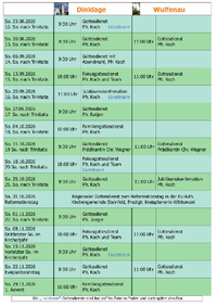 Gottesdienste 09.2052 bis 11.2026